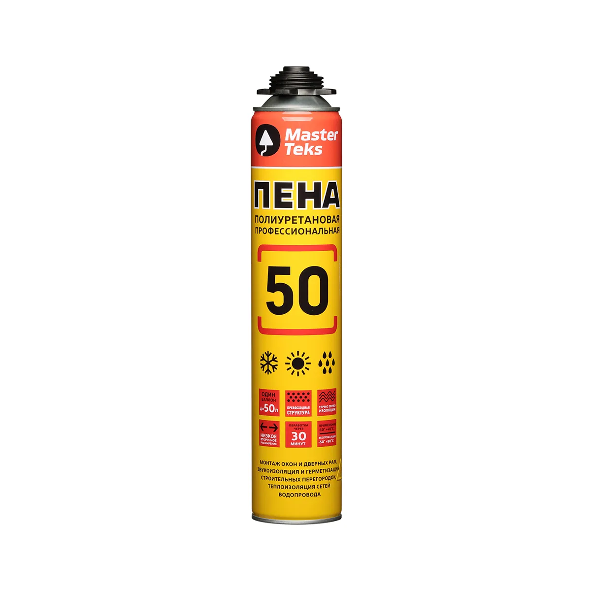 ПЕНА МОНТАЖНАЯ "MASTERTEKS 50 PRO" ПРОФИ 715 МЛ ВСЕСЕЗОННАЯ (1/12)