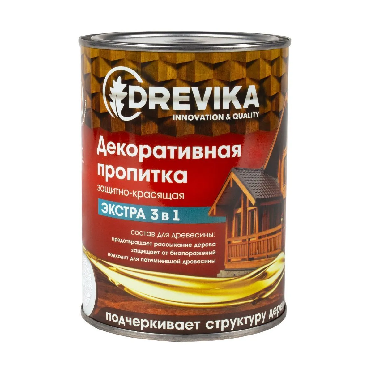 ПРОПИТКА ДЕКОРАТИВНАЯ "ЭКСТРА 3 В 1" БЕЛЫЙ 0,8 Л (1/8) "DREVIKA"