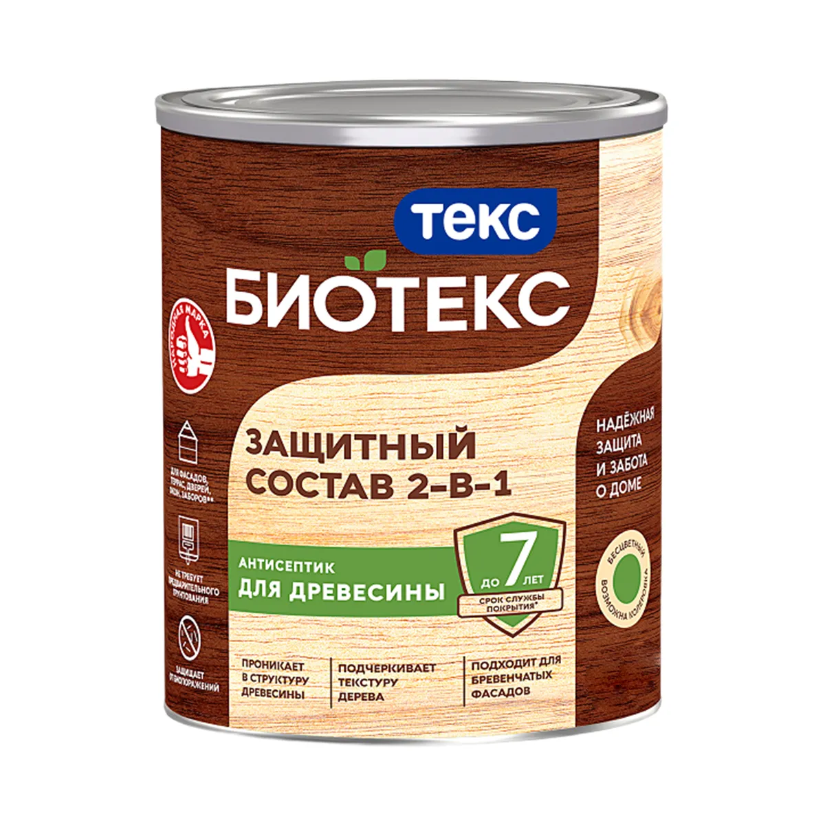 БИОТЕКС МОРЕНЫЙ ДУБ  0,8 Л (1/14) ЗАЩИТНЫЙ СОСТАВ  2 В 1 ТЕКС