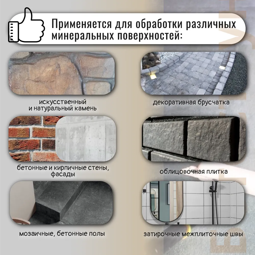 Бетостоун PROFI «HYDRO BARRIER» (водоотталкивающая пропитка не изменяет цвет поверхности)