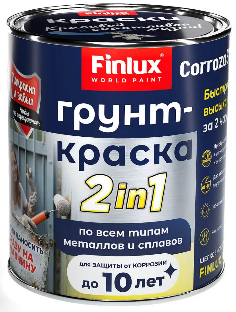 Краска-грунтовка по металлу Finlux F-406