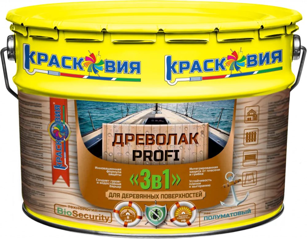Древолак PROFI «3 в 1» (износостойкий полуматовый лак «3 в 1» для дерева)
