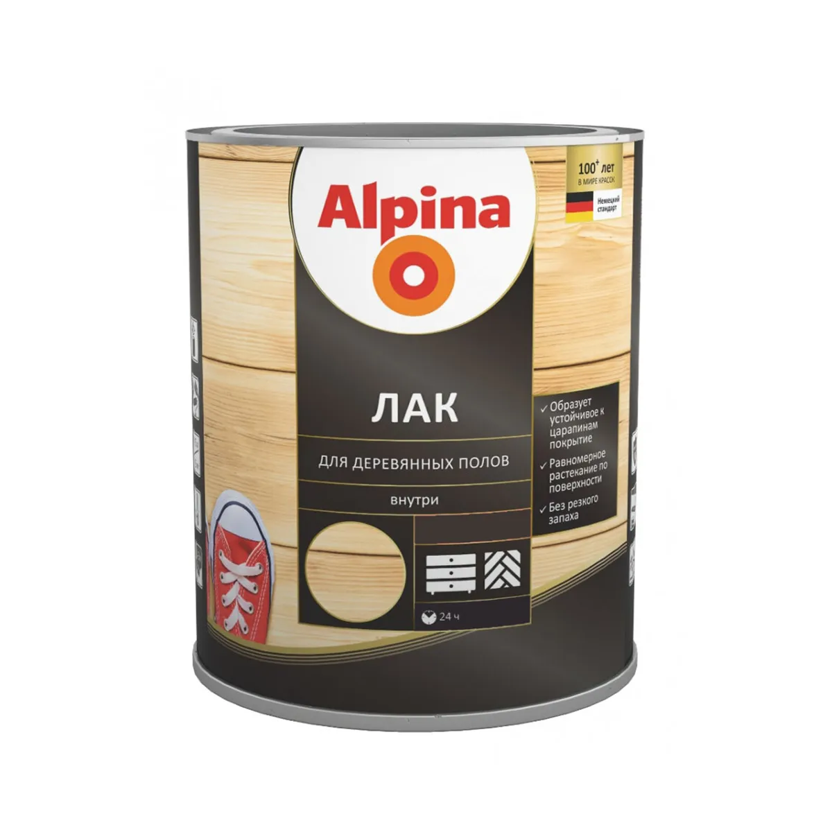ЛАК ДЛЯ ДЕРЕВЯННЫХ ПОЛОВ АЛКИДНО-УРЕТАНОВЫЙ ГЛЯНЦЕВЫЙ 9 Л (1) "ALPINA"