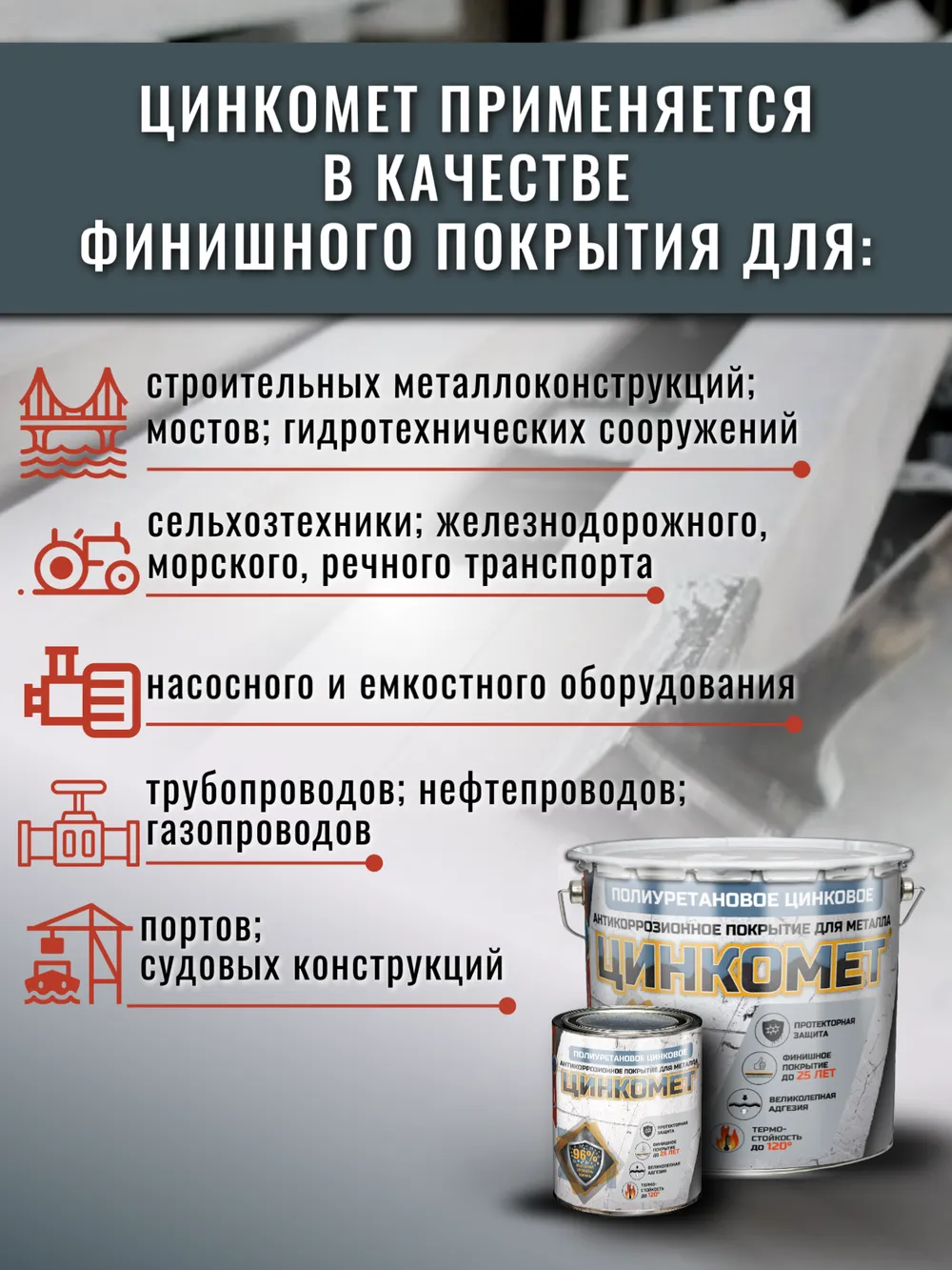 Цинкомет (Полиуретановое цинконаполненное покрытие для металла)
