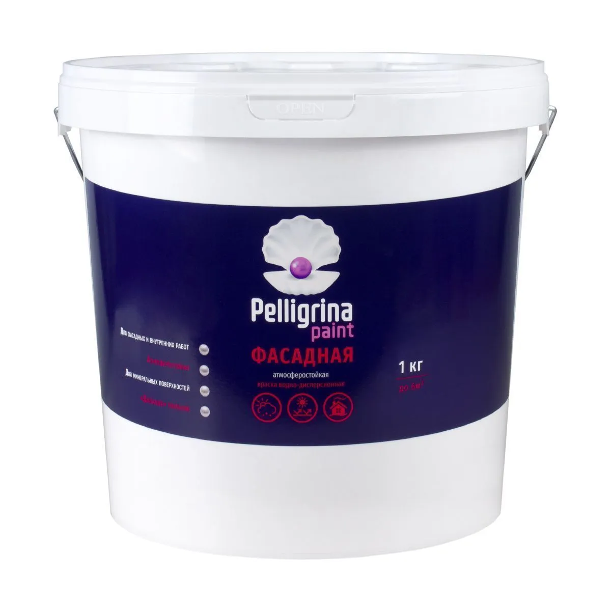КРАСКА АКРИЛ. ФАСАДНАЯ БЕЛОСНЕЖНАЯ 25 КГ (1) "PELLIGRINA PAINT"