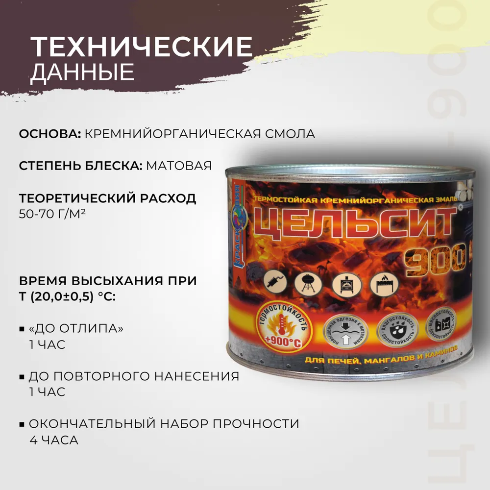 Цельсит-900 (матовая жаростойкая эмаль для печей, мангалов, каминов)