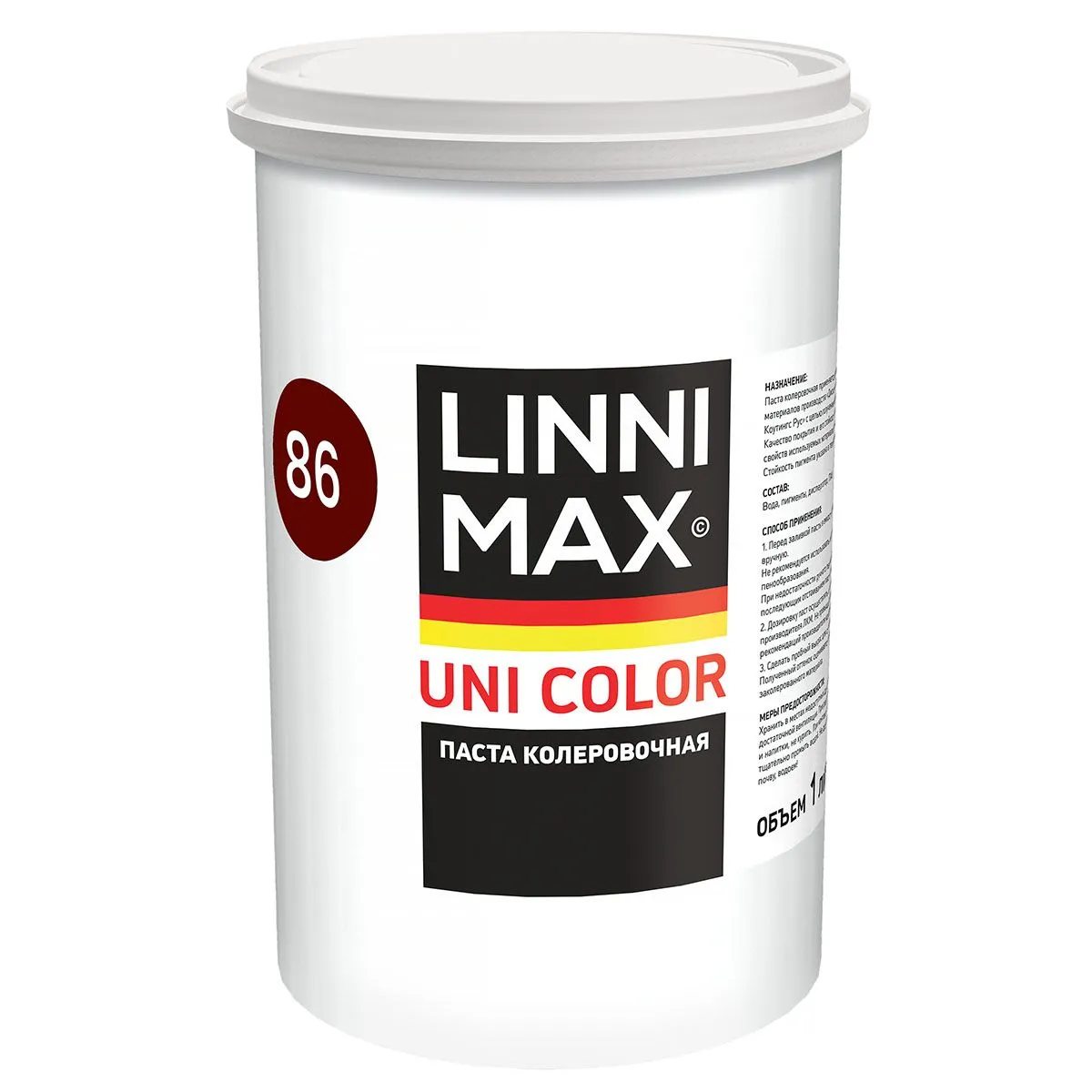 ПАСТА КОЛЕР. УНИВЕРС. "UNI COLOR" 86 OXIDBRAUN 1 Л (1/6) "LINNIMAX"