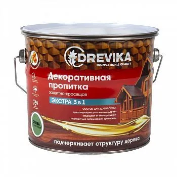 ПРОПИТКА ДЕКОРАТИВНАЯ "ЭКСТРА 3 В 1" ОЛИВА 3 Л (1/4) "DREVIKA"