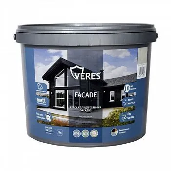 КРАСКА "FAСADE" ДЛЯ ДЕРЕВЯННЫХ ФАСАДОВ АКРИЛОВАЯ СЛОНОВАЯ КОСТЬ 9 Л (1) "VERES"