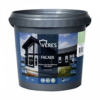 КРАСКА "FACADE" ДЛЯ ДЕРЕВЯННЫХ ФАСАДОВ АКРИЛОВАЯ МЯТНЫЙ 0,9 Л (1/8) "VERES"