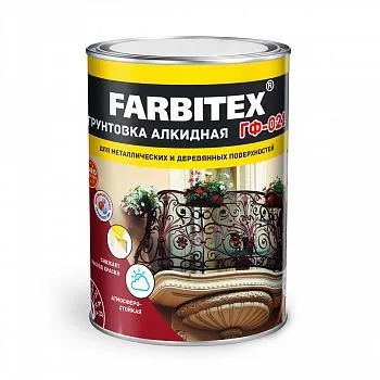 ГРУНТ ГФ-021 КРАСНО-КОРИЧНЕВЫЙ 0,8 КГ (1/14) "FARBITEX"