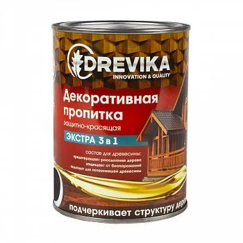 ПРОПИТКА ДЕКОРАТИВНАЯ "ЭКСТРА 3 В 1" ПАЛИСАНДР 0,8 Л (1/8) "DREVIKA"