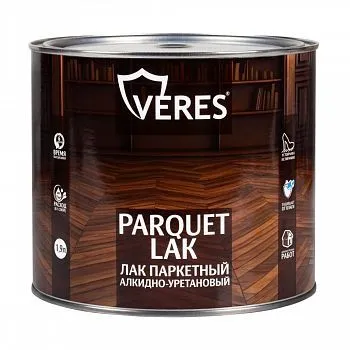 ЛАК ПАРКЕТНЫЙ АЛКИДНО-УРЕТАНОВЫЙ ПОЛУМАТОВЫЙ  1,9 Л (1/6) "VERES"
