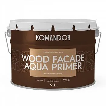 ГРУНТОВКА-АНТИСЕПТИК "WOOD FACADE AQUA PRIMER" 9 Л (1) "KOMANDOR"