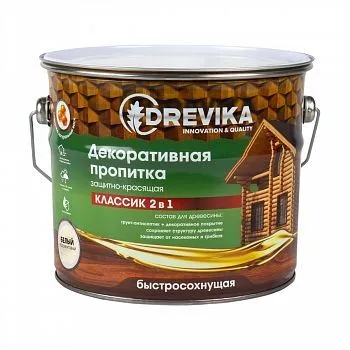 ПРОПИТКА ДЕКОРАТИВНАЯ "КЛАССИК 2 В 1" БЕЛЫЙ 2,7 Л (1/4) "DREVIKA"