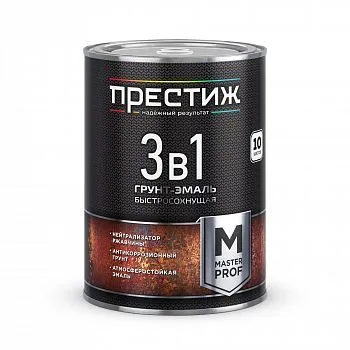 ГРУНТ- ЭМАЛЬ ПО РЖАВЧИНЕ 3 В 1 БЫСТРОСОХНУЩАЯ ШОКОЛАДНАЯ 0,9 КГ (1/6) "ПРЕСТИЖ"