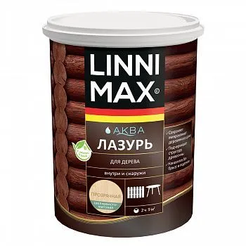 ЛАЗУРЬ ДЕРЕВОЗАЩИТНАЯ "АКВА" БЕСЦВЕТНАЯ 0,9 Л (1) "LINNIMAX"