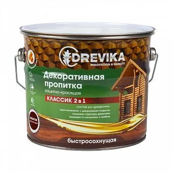 ПРОПИТКА ДЕКОРАТИВНАЯ "КЛАССИК 2 В 1" МАХАГОН 2,7 Л (1/4) "DREVIKA"