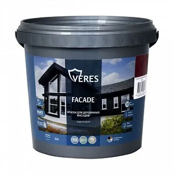 КРАСКА "FACADE" ДЛЯ ДЕРЕВЯННЫХ ФАСАДОВ АКРИЛОВАЯ СПЕЛАЯ ВИШНЯ 0,9 Л (1/8) "VERES"