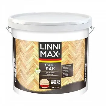 ЛАК АКРИЛОВЫЙ "АКВА" ПАРКЕТНЫЙ ГЛЯНЦ. 9 Л (1) "LINNIMAX"
