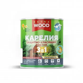 СОСТАВ ЗАЩИТНО-КРАСЯЩИЙ 3 В 1 "КАРЕЛИЯ" МАХАГОН 0,75 Л (1/8) "WOOD EXTRA"