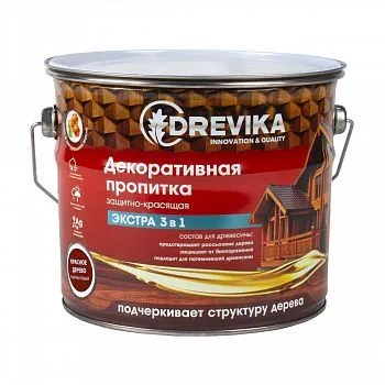 ПРОПИТКА ДЕКОРАТИВНАЯ "ЭКСТРА 3 В 1" КРАСНОЕ ДЕРЕВО 3 Л (1/4) "DREVIKA"