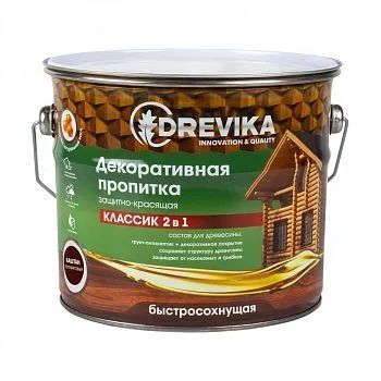 ПРОПИТКА ДЕКОРАТИВНАЯ "КЛАССИК 2 В 1" КАШТАН 2,7 Л (1/4) "DREVIKA"