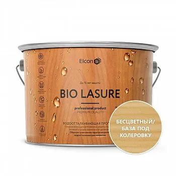 ПРОПИТКА ВОДООТТАЛКИВАЮЩАЯ ДЛЯ ДЕРЕВА "BIO LASURE" БЕСЦВЕТНАЯ 9 Л (1) "ELCON"