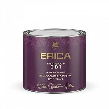 ГРУНТ- ЭМАЛЬ ПО РЖАВЧИНЕ "ERICA" ЧЕРНАЯ 1,8 КГ (6)