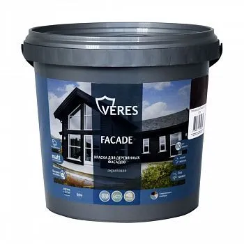 КРАСКА "FACADE" ДЛЯ ДЕРЕВЯННЫХ ФАСАДОВ АКРИЛОВАЯ ГОРЬКИЙ ШОКОЛАД 0,9 Л (1/8) "VERES"