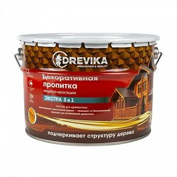 ПРОПИТКА ДЕКОРАТИВНАЯ "ЭКСТРА 3 В 1" КАЛУЖНИЦА 9 Л (1) "DREVIKA"