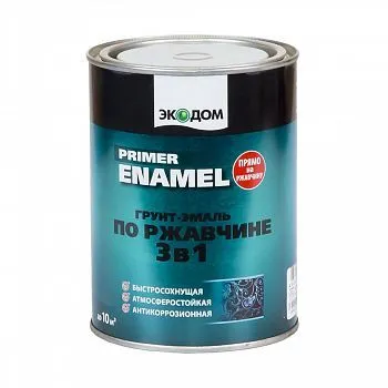 ГРУНТ- ЭМАЛЬ ПО РЖАВЧИНЕ "ЭКОДОМ"  3 В 1  КРАСНО-КОРИЧНЕВАЯ  0,9 КГ (1/6) "РОГНЕДА"