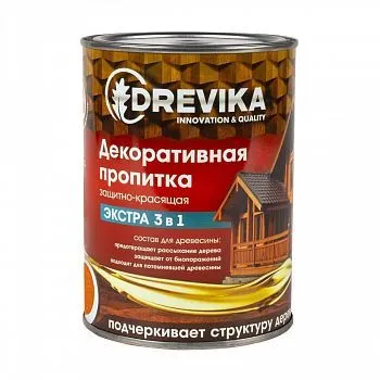 ПРОПИТКА ДЕКОРАТИВНАЯ "ЭКСТРА 3 В 1" ОРЕГОН 0,8 Л (1/8) "DREVIKA"