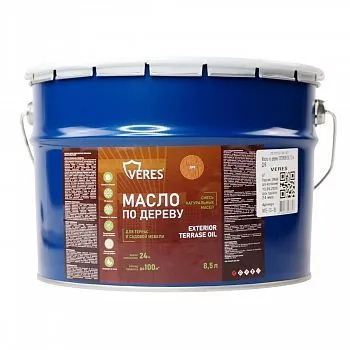 МАСЛО ПО ДЕРЕВУ "EXTERIOR TERRASE OIL" ДЛЯ НАРУЖНЫХ РАБОТ ДУБ 8,5 Л (1) "VERES"