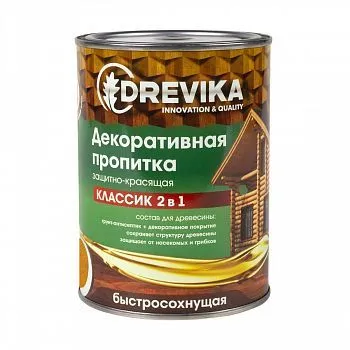 ПРОПИТКА ДЕКОРАТИВНАЯ "КЛАССИК 2 В 1" СОСНА 0,75 Л (1/8) "DREVIKA"