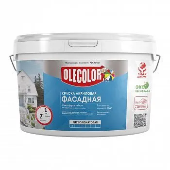 КРАСКА АКРИЛОВАЯ ФАСАДНАЯ 3 КГ / 1,875 Л (6) "OLECOLOR"