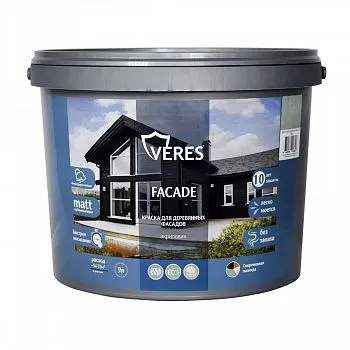 КРАСКА "FAСADE" ДЛЯ ДЕРЕВЯННЫХ ФАСАДОВ АКРИЛОВАЯ ТЕПЛЫЙ КАМЕНЬ 9 Л (1) "VERES"
