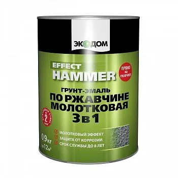 ГРУНТ- ЭМАЛЬ ПО РЖАВЧИНЕ "ЭКОДОМ" МОЛОТКОВАЯ 3 В 1 КОРИЧНЕВАЯ 0,9 КГ (1/6) "РОГНЕДА"