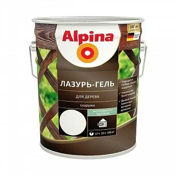 ЛАЗУРЬ-ГЕЛЬ ДЕРЕВОЗАЩИТНАЯ БЕЛАЯ 10 Л (1) "ALPINA"