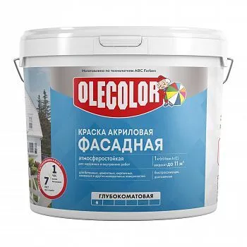 КРАСКА АКРИЛОВАЯ ФАСАДНАЯ БАЗА С 5,85 КГ / 4,5 Л (1) "OLECOLOR"
