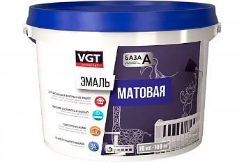 ЭМАЛЬ ВД-АК-1179  УНИВЕРСАЛ.  МАТОВ. ЧЕРНАЯ (RAL 9005) 10 КГ (1) "ВГТ"