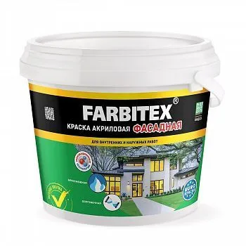 КРАСКА АКРИЛОВАЯ ФАСАДНАЯ 6 КГ / 3,64 Л (1) "FARBITEX"