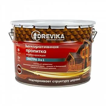 ПРОПИТКА ДЕКОРАТИВНАЯ "ЭКСТРА 3 В 1" КАШТАН 9 Л (1) "DREVIKA"