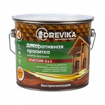 ПРОПИТКА ДЕКОРАТИВНАЯ "КЛАССИК 2 В 1" КАЛУЖНИЦА 2,7 Л (1/4) "DREVIKA"