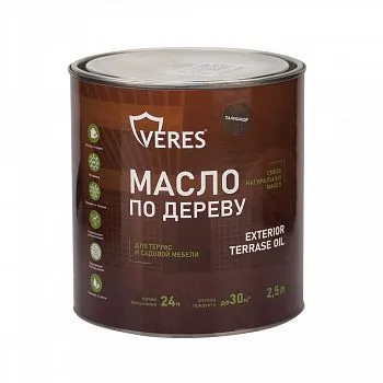 МАСЛО ПО ДЕРЕВУ "EXTERIOR TERRASE OIL" ДЛЯ НАРУЖНЫХ РАБОТ ПАЛИСАНДР 2,5 Л (1/6) "VERES"