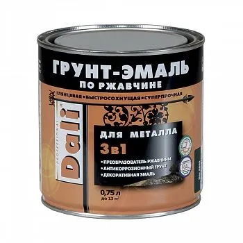 ГРУНТ- ЭМАЛЬ ПО РЖАВЧИНЕ "DALI"  3 В 1 ОРАНЖЕВАЯ (RAL 2004)  0,75 Л (1/6) "РОГНЕДА"